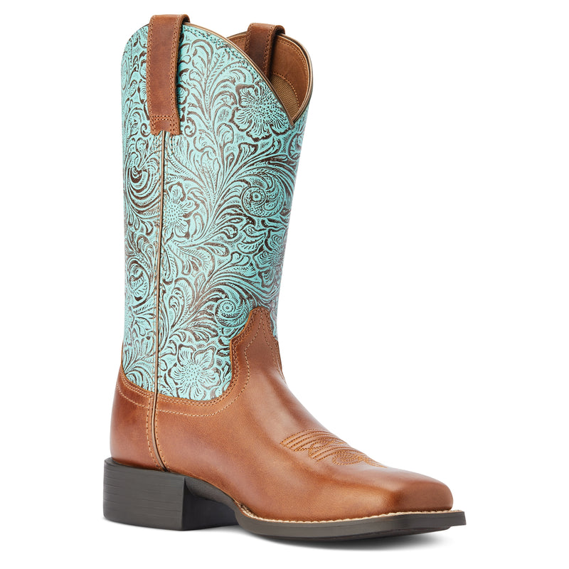 Ariat Ladies Round Up Wide Square Toe Western Boots