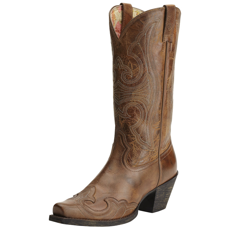 Ariat Ladies Round Up D Toe Wingtip Western Boots