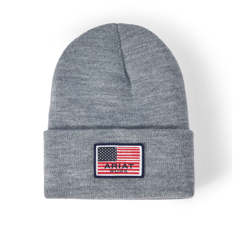 Ariat Mens Rebar American Flag Patch Beanie