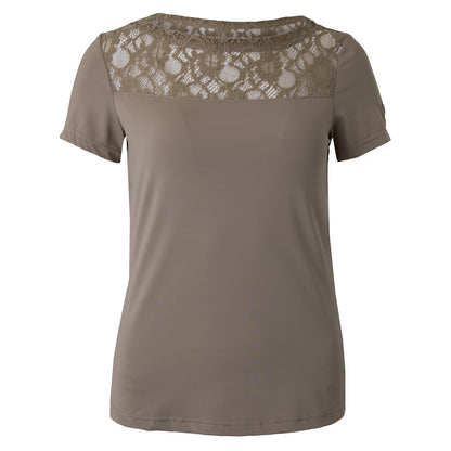 B Vertigo Ladies Natalia Boat Neck Shirt with Lace Detail