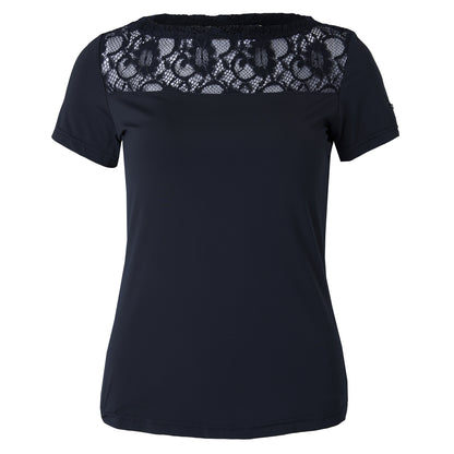 B Vertigo Ladies Natalia Boat Neck Shirt with Lace Detail