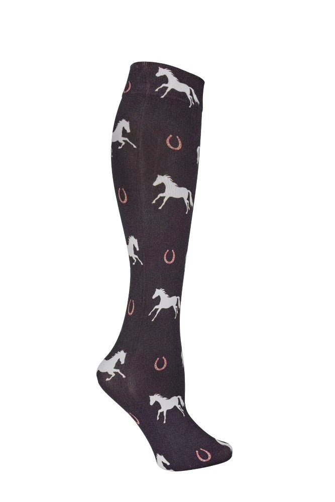 AWST Int'l Ladies Lila Large Horses and Horseshoes Socks