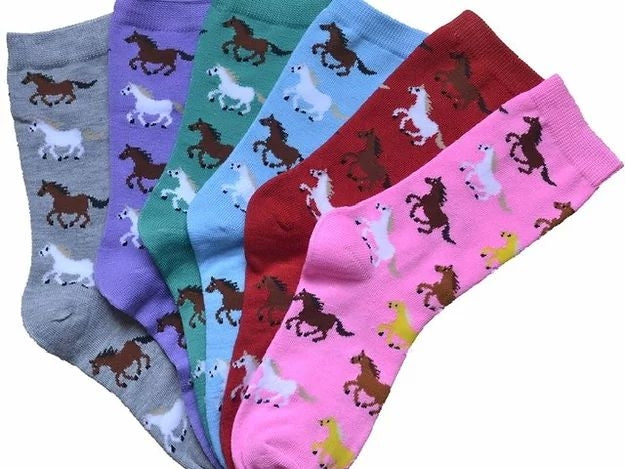 AWST Int'l Ladies Running Ponies Crew Socks - 6 Pack