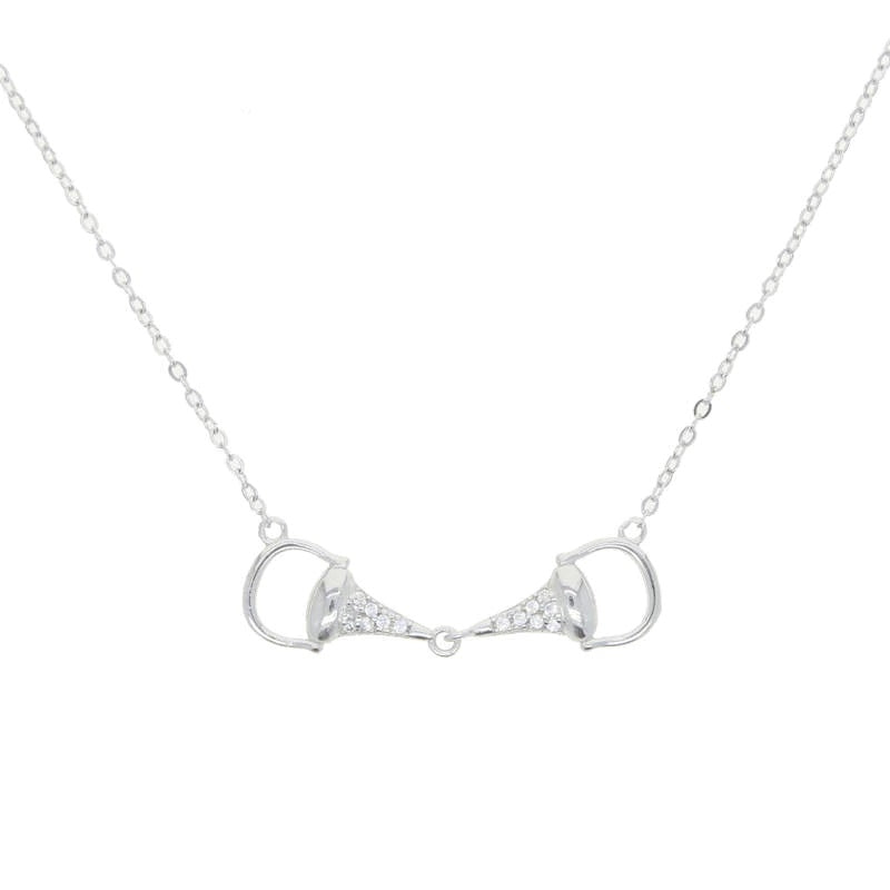 AWST Int'l Sterling Silver & CZ Snaffle Bit Necklace