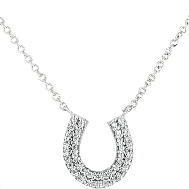 AWST Int'l Rhodium & CZ Horseshoe Necklace