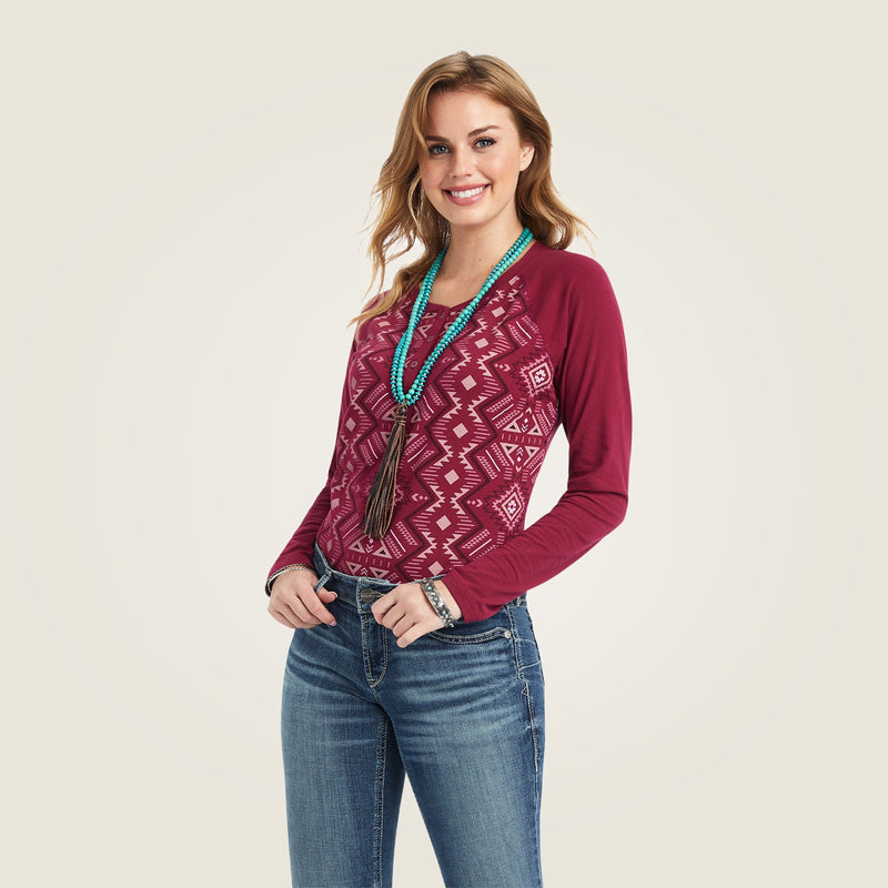 Ariat Ladies REAL Printed Henley Shirt