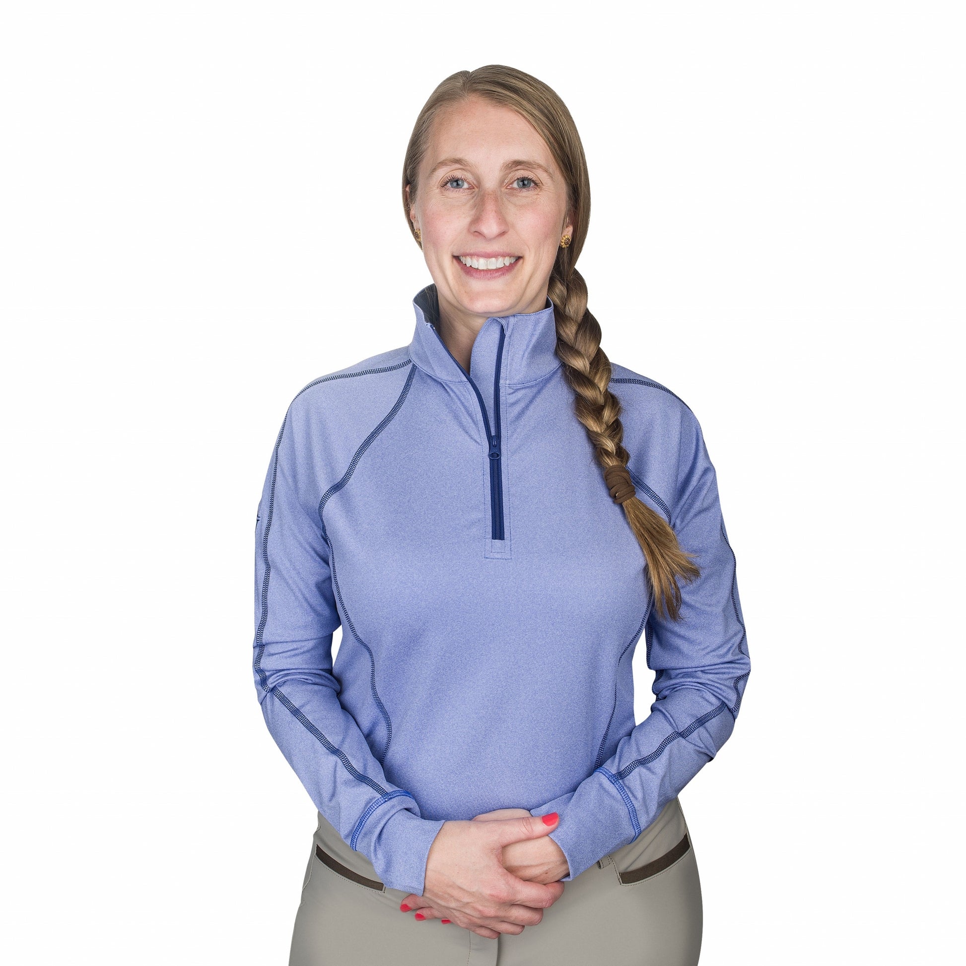 Ovation Ladies Quarter Zip Melange LS Base Top