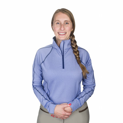 Ovation Ladies Quarter Zip Melange LS Base Top