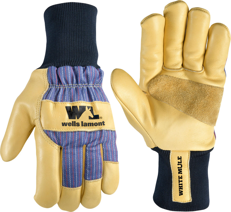 Wells Lamont Mens White Mule Insulated Cowhide Gloves