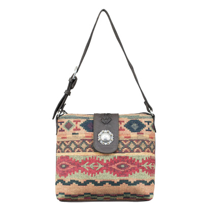 American West Santa Fe Woven Tapestry Zip-Top Shoulder Bag with Conceal Carry Pocket