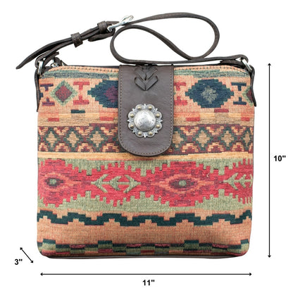 American West Santa Fe Woven Tapestry Zip-Top Shoulder Bag with Conceal Carry Pocket