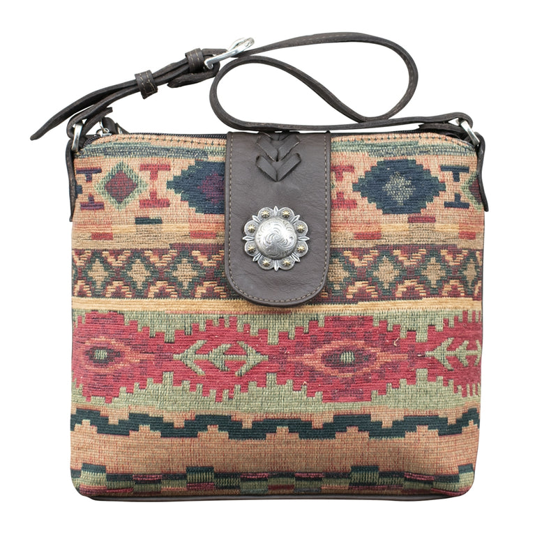American West Santa Fe Woven Tapestry Zip-Top Shoulder Bag with Conceal Carry Pocket
