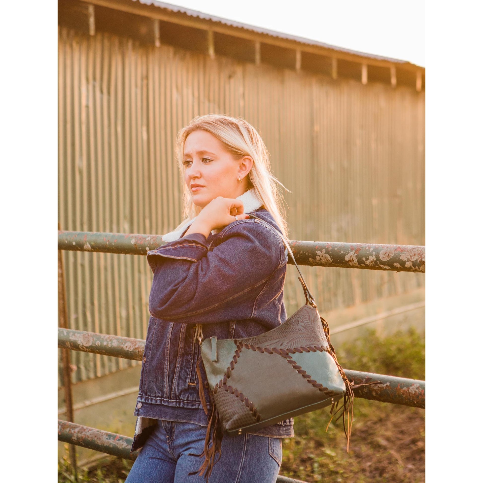 American West Gypsy Patch Zip Top Shoulder Bag