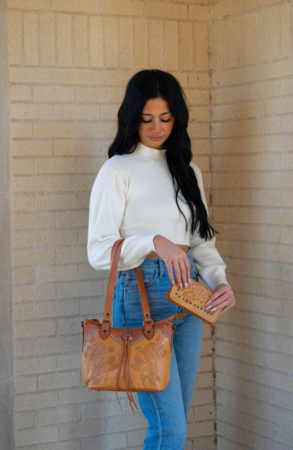 American West Texas Rose Small Zip Top Bucket Tote