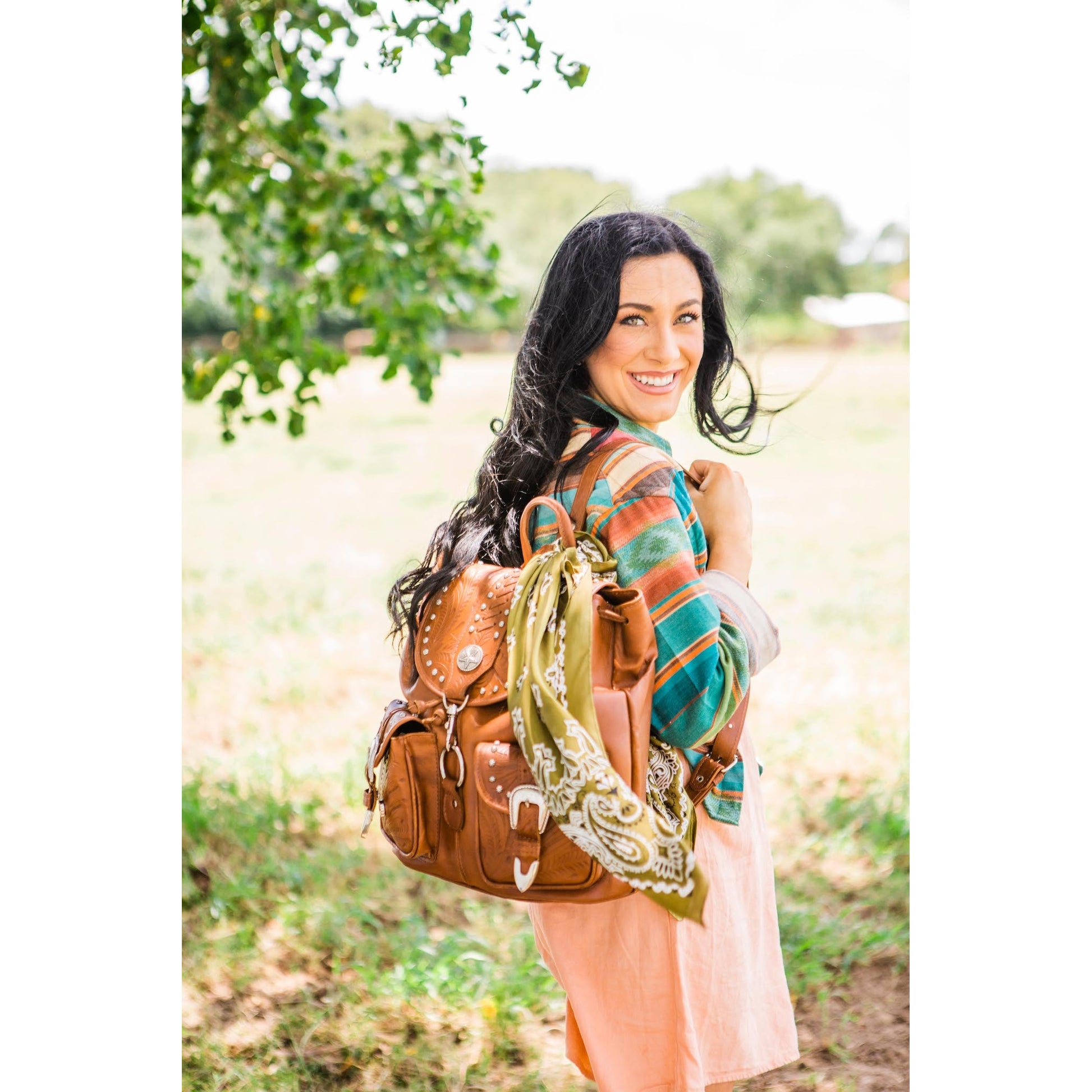 American West Classic Travel Large Drawstring Backpack with Front Pocket