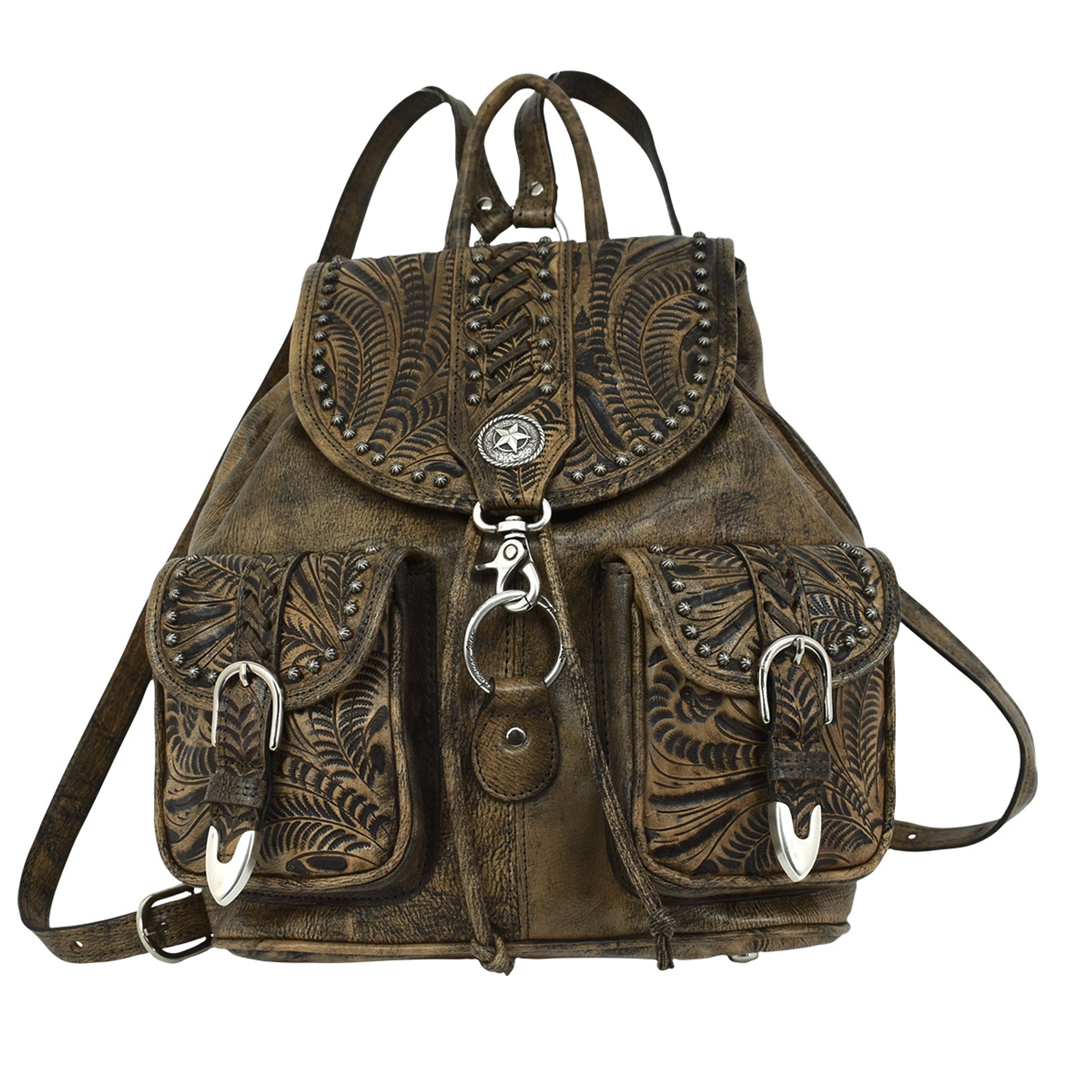 American West Classic Travel Large Drawstring Backpack with Front Pocket
