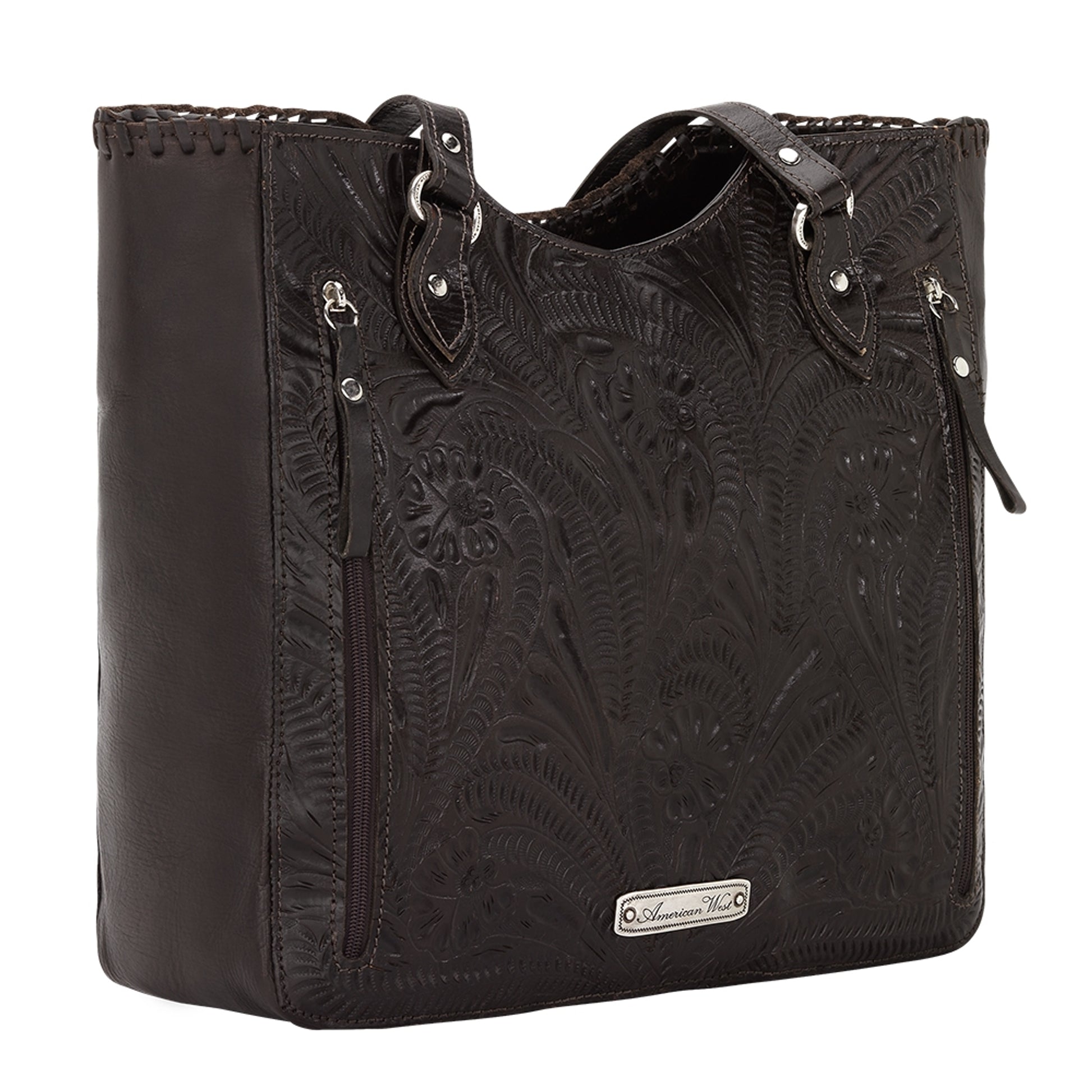 American West Annie's Secret Collection Large Zip Top Tote with Conceal Carry Pocket on Back