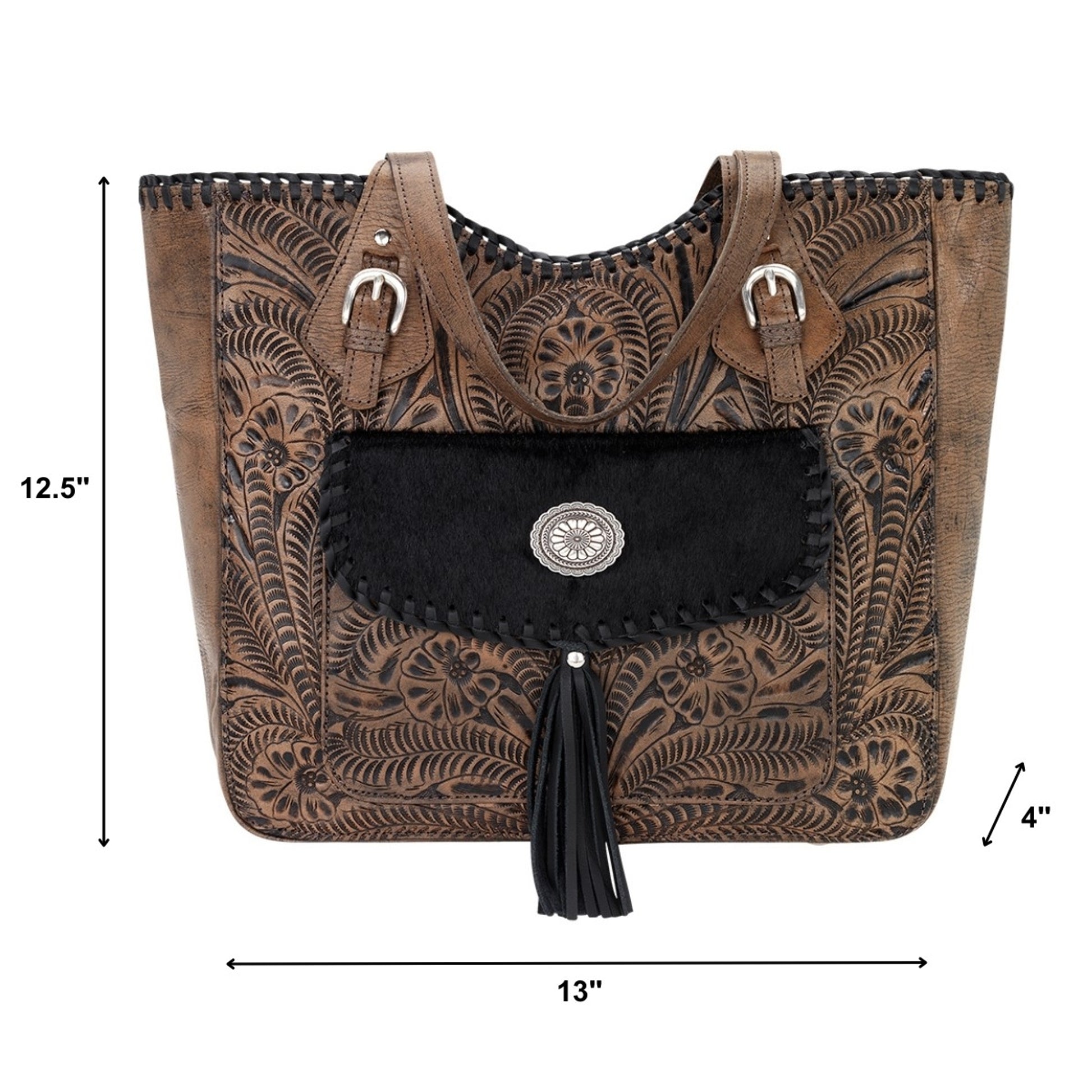 American West Annie's Secret Collection Large Zip Top Tote with Conceal Carry Pocket on Back
