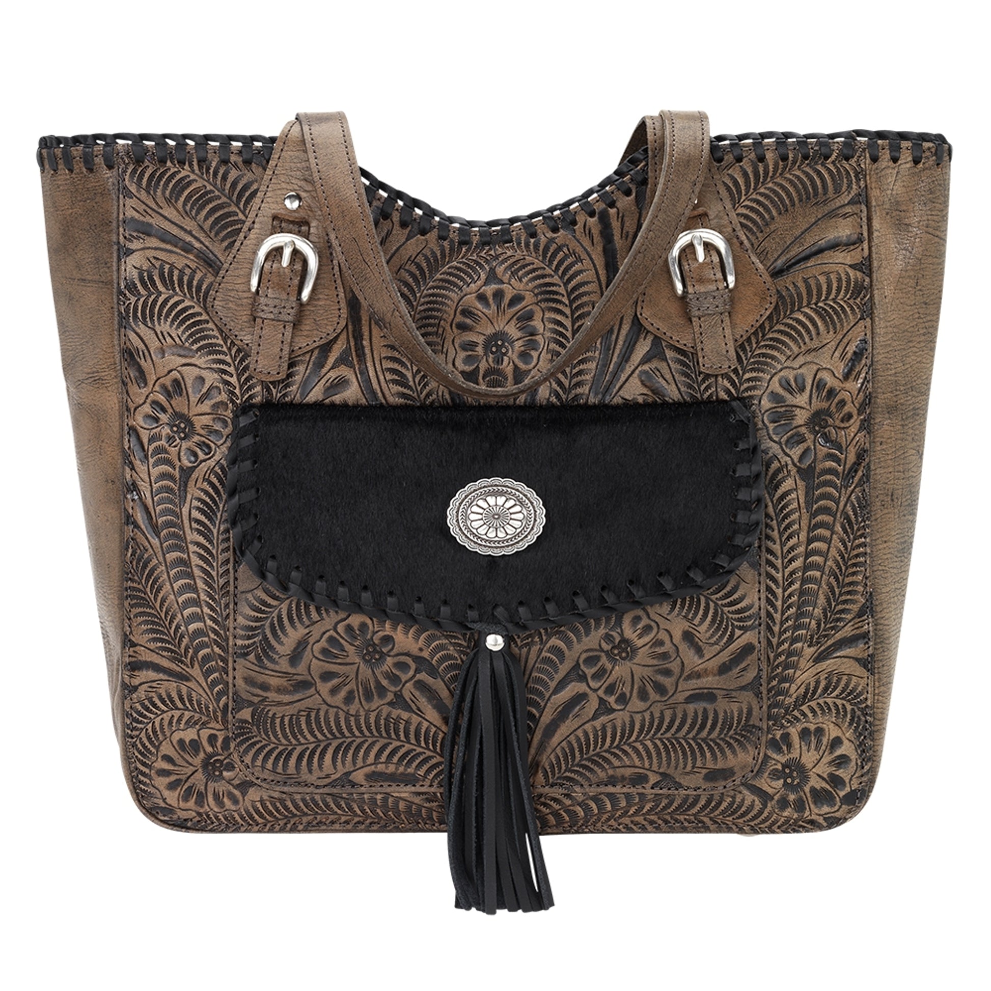 American West Annie's Secret Collection Large Zip Top Tote with Conceal Carry Pocket on Back