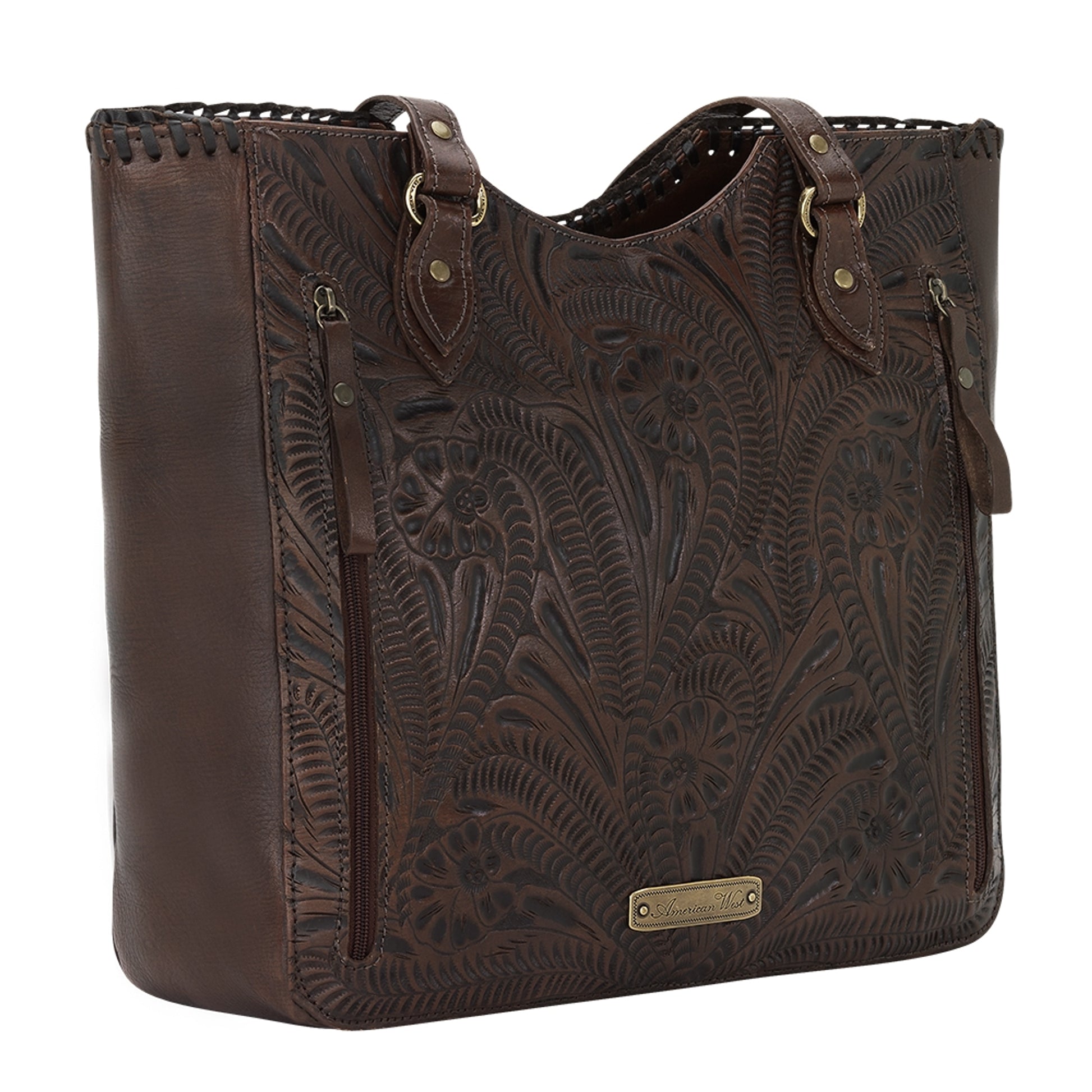 American West Annie's Secret Collection Large Zip Top Tote with Conceal Carry Pocket on Back