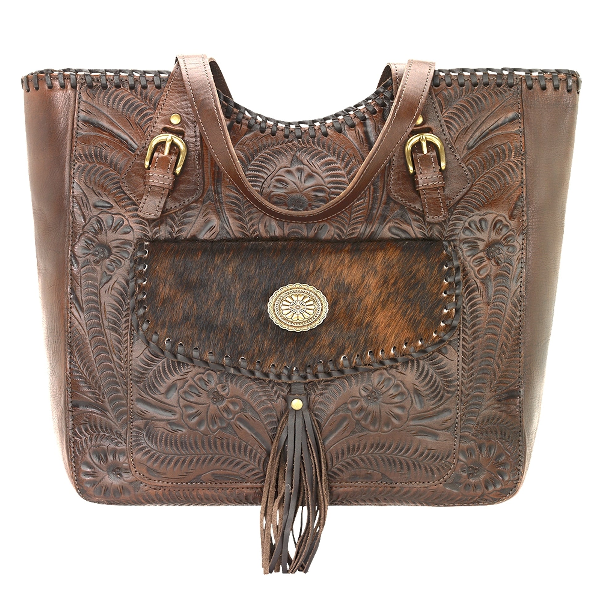 American West Annie's Secret Collection Large Zip Top Tote with Conceal Carry Pocket on Back