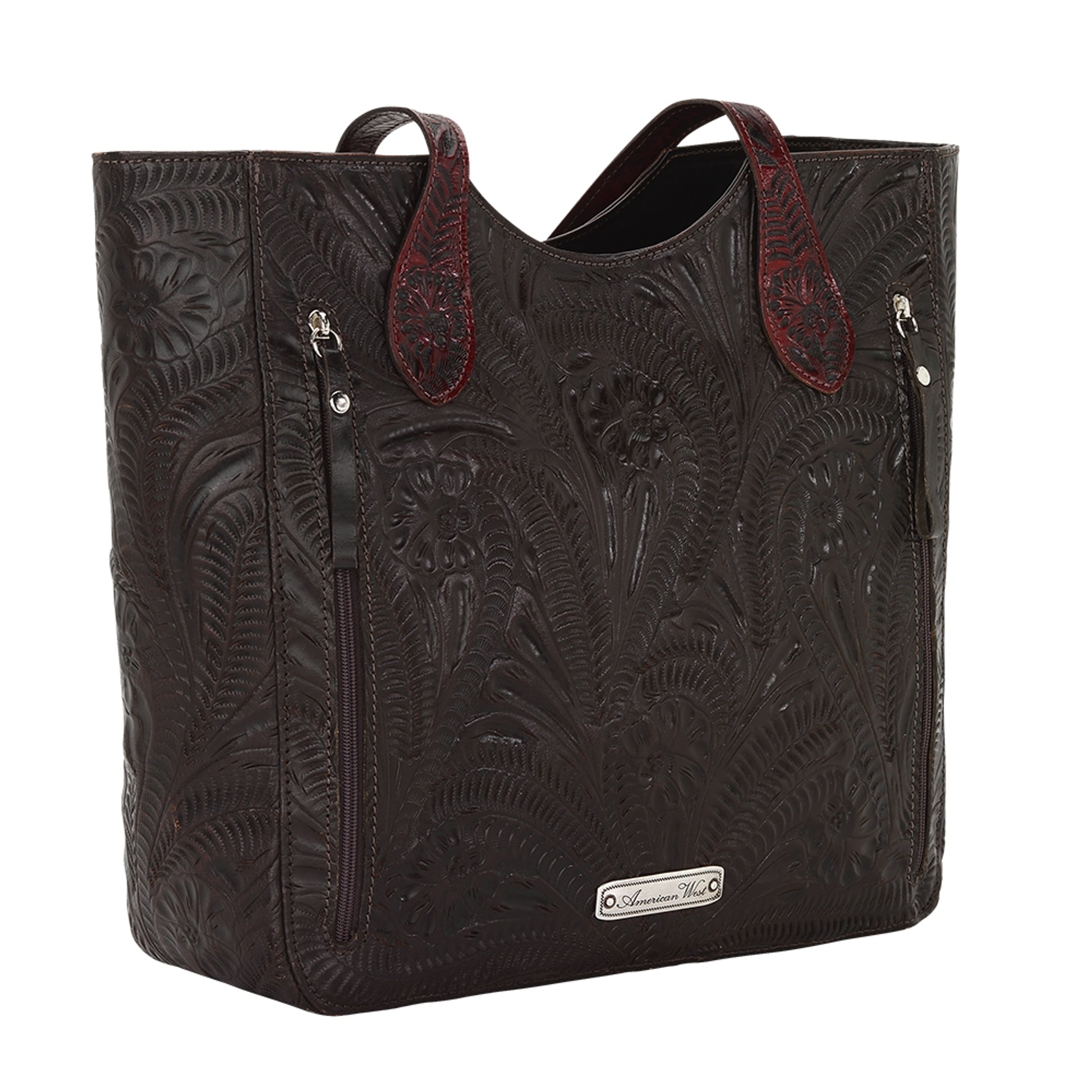 American West Annie's Secret Collection Large Zip Top Tote with Conceal Carry Pocket on Back