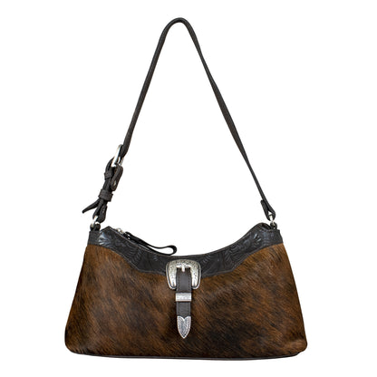 American West Cowtown Zip-Top Shoulder Bag with Hair-On Hide
