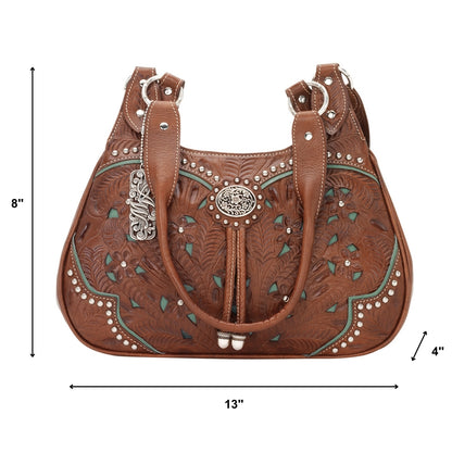 American West Lady Lace 3 Compartment Zip Top Scoop Tote