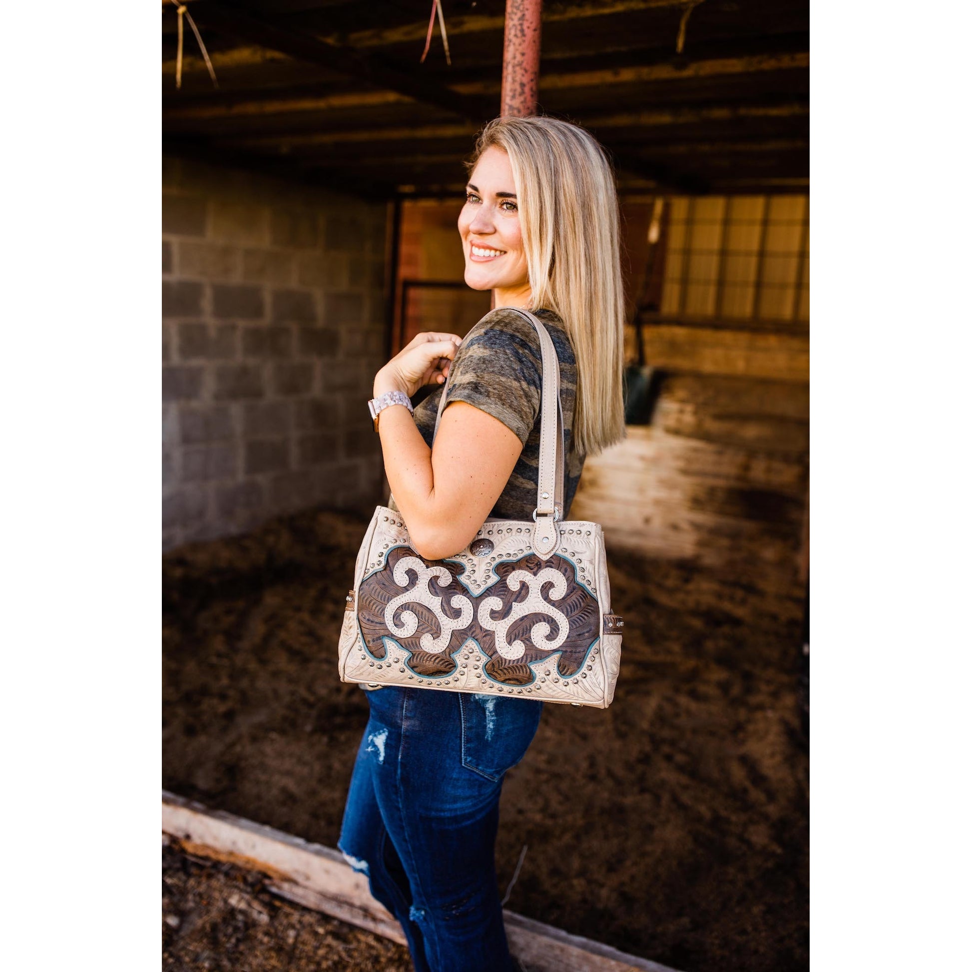 American West Annie's Secret Collection Multi-Compartment Tote with Conceal Carry Pocket on Back