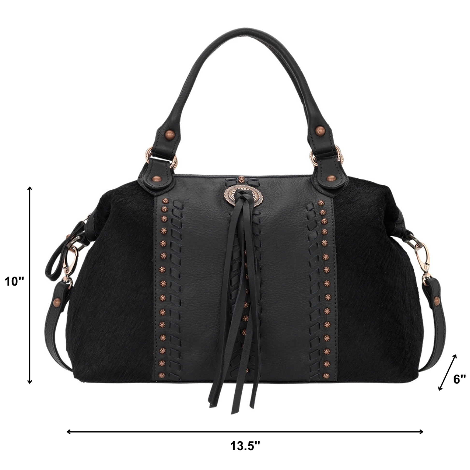 American West Cow Town Large Zip Top Convertible Satchel with Conceal Carry Pocket on Back