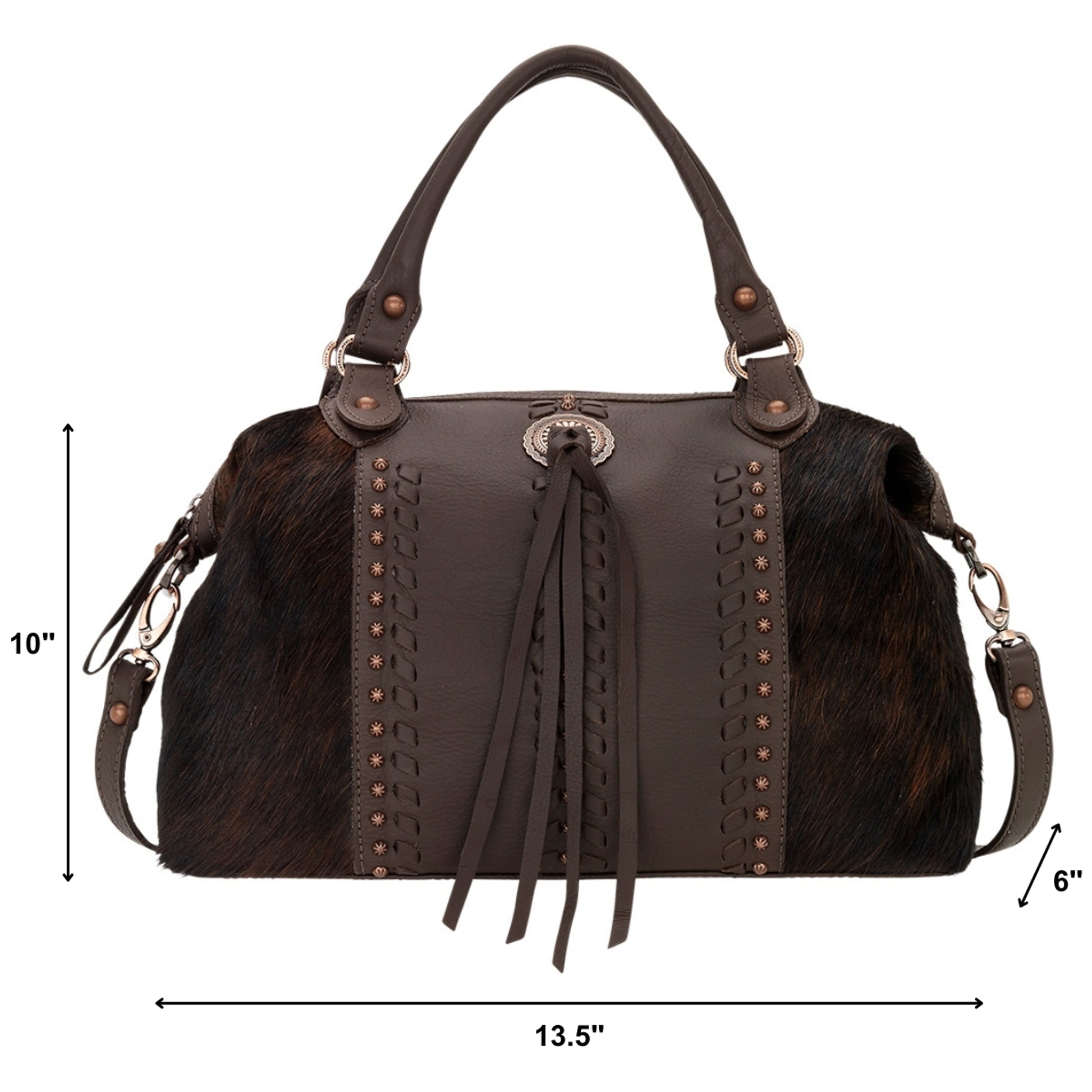 American West Cow Town Large Zip Top Convertible Satchel with Conceal Carry Pocket on Back