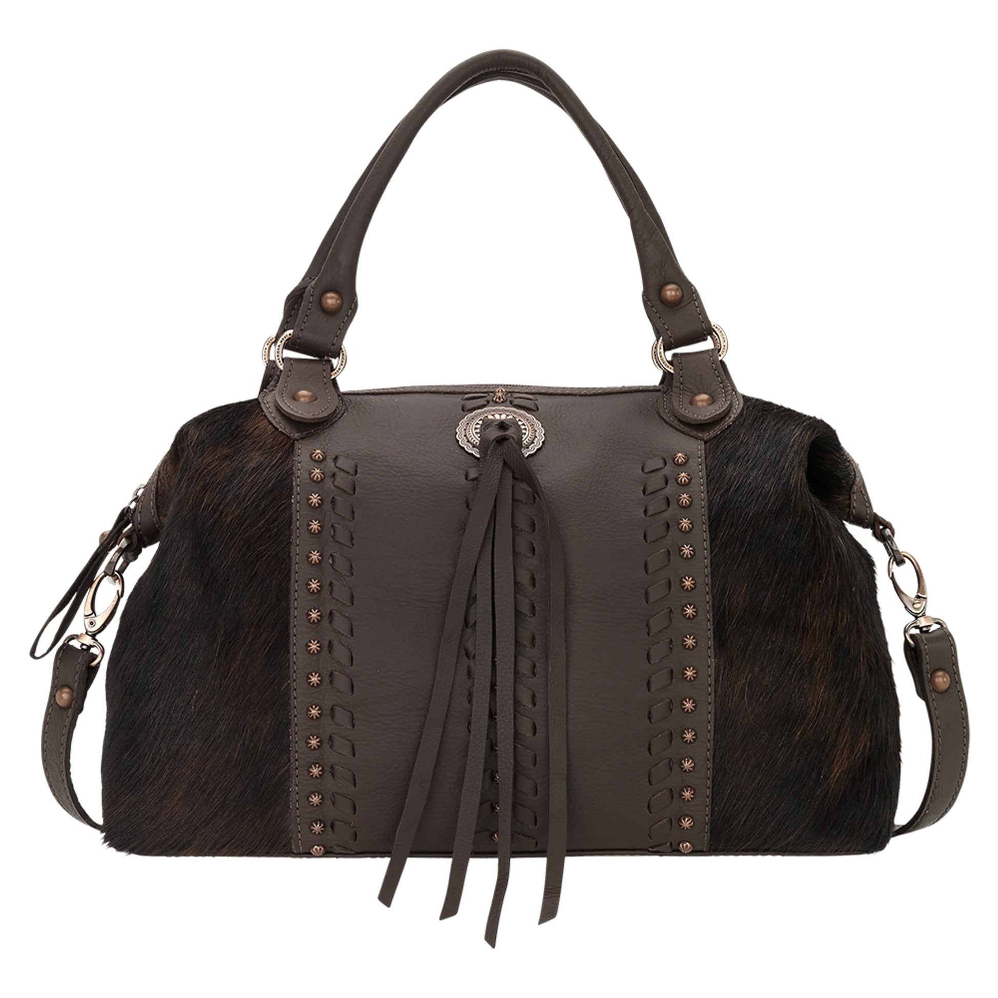 American West Cow Town Large Zip Top Convertible Satchel with Conceal Carry Pocket on Back