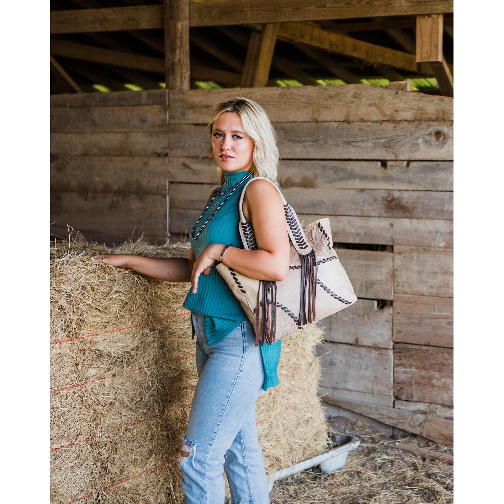 American West Gypsy Patch Large Zip Top Tote