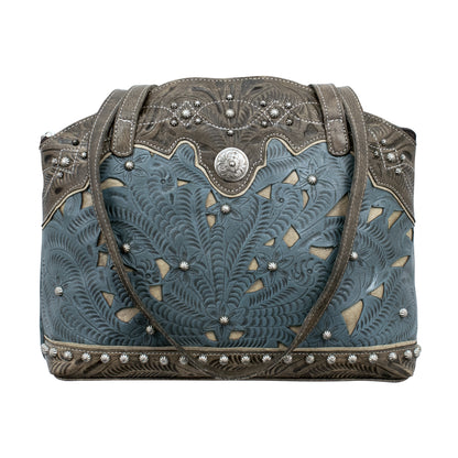 American West Annie's Secret Collection Zip Top Half Moon Tote with Conceal Carry Pocket on Back