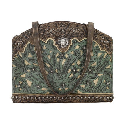 American West Annie's Secret Collection Zip Top Half Moon Tote with Conceal Carry Pocket on Back