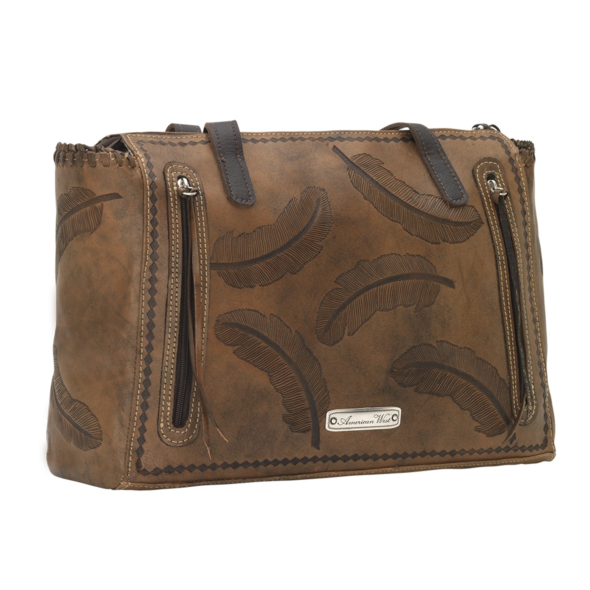 American West Sacred Bird Zip Top Tote with Conceal Carry Pocket on Back