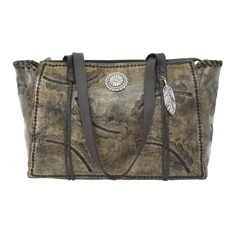 American West Sacred Bird Zip Top Tote with Conceal Carry Pocket on Back