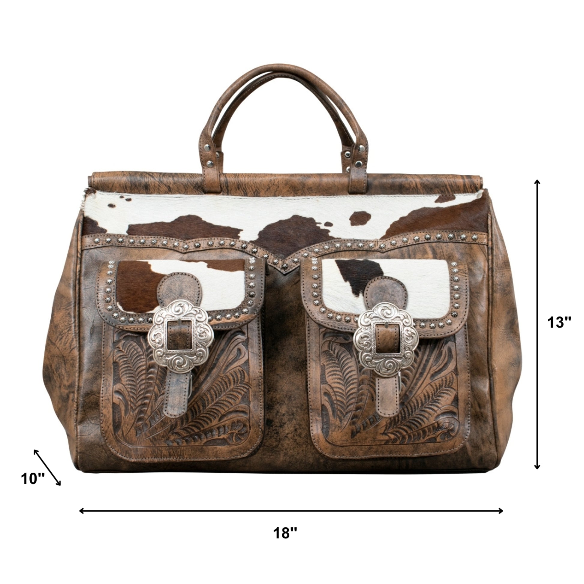 American West Cowtown Zip-Top Duffel Bag with Hair-On Hide