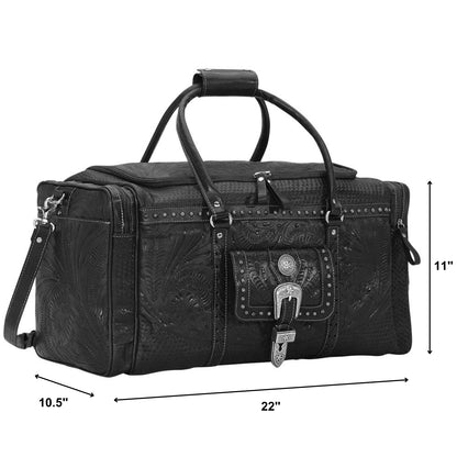 American West Classic Travel Zip Around Duffle Bag With Front Pouch And Side Zipper Pockets