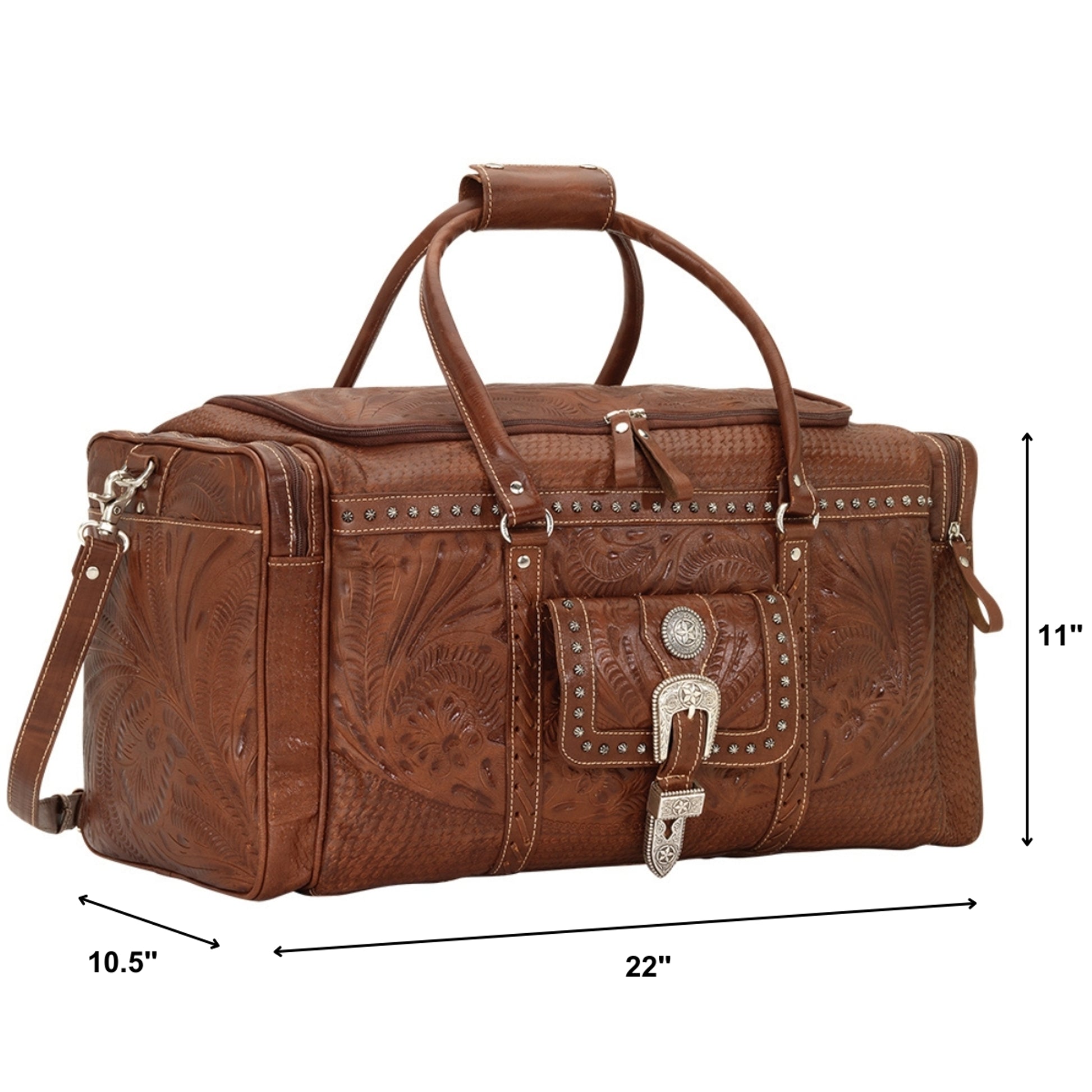 American West Classic Travel Zip Around Duffle Bag With Front Pouch And Side Zipper Pockets