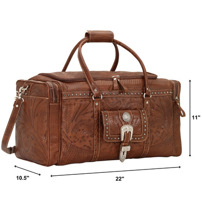 American West Classic Travel Zip Around Duffle Bag With Front Pouch And Side Zipper Pockets