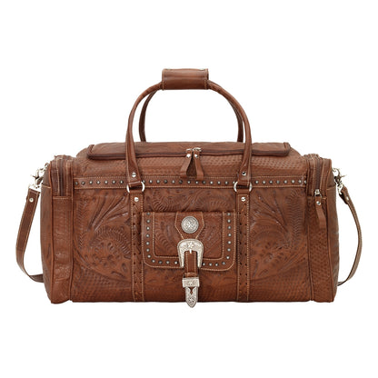 American West Classic Travel Zip Around Duffle Bag With Front Pouch And Side Zipper Pockets