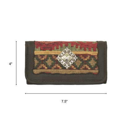 American West Santa Fe Woven Tapestry Ladies Tri-Fold Wallet