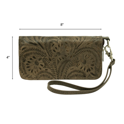 American West Ladies Zip-Around Wallet with Wrist Strap
