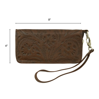 American West Ladies Zip-Around Wallet with Wrist Strap