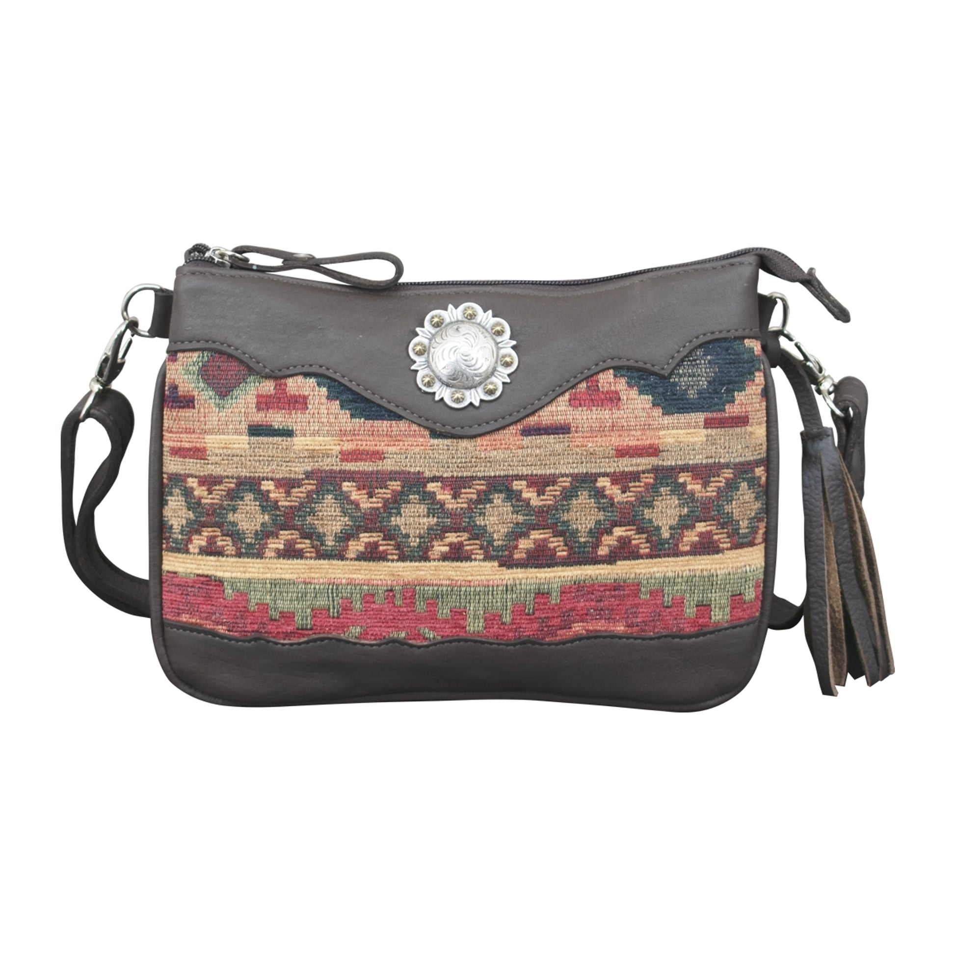 American West Santa Fe Woven Tapestry Multi-Compartment Crossbody