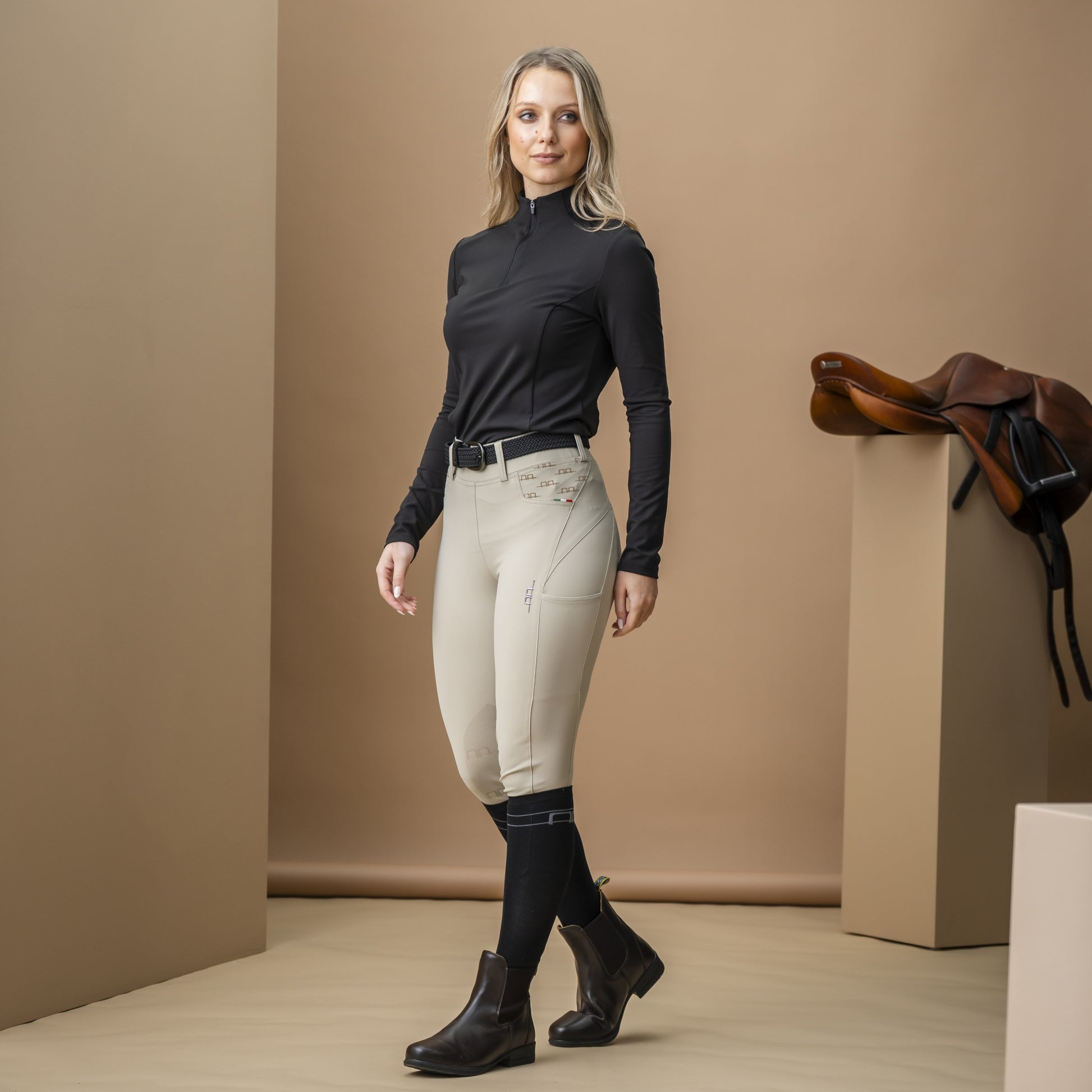 Alessandro Albanese Ladies Fina Knee Grip Brushed Hybrid Breeches