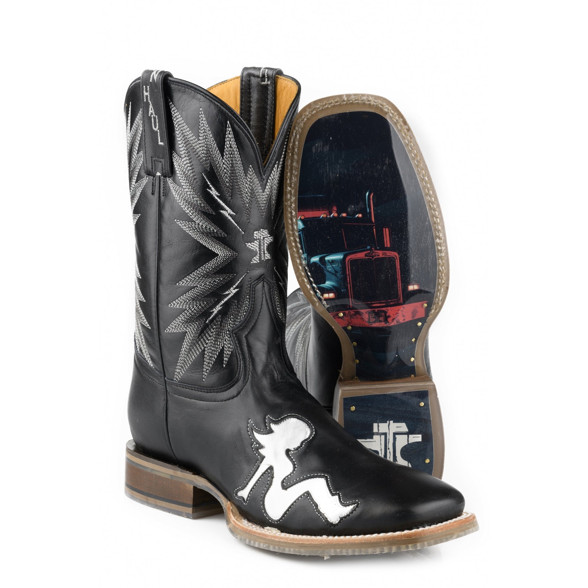 Tin Haul Mens Keep On Truckin Square Toe Boots