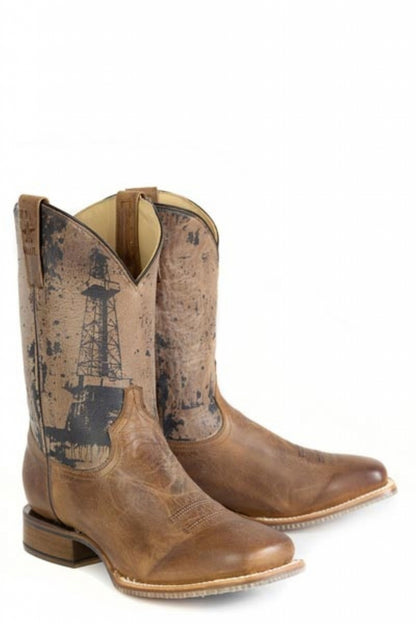 Tin Haul Mens Oil Derrick Square Toe Boots