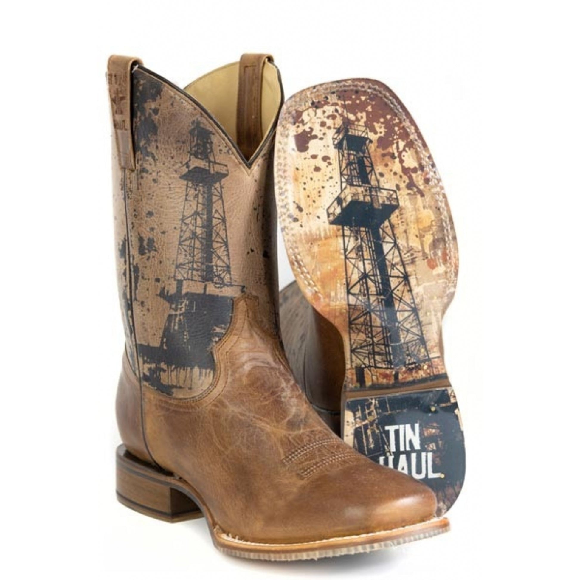Tin Haul Mens Oil Derrick Square Toe Boots